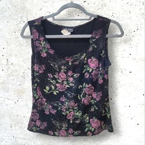 *SOLD ON DEPOP* XScape by Joanna Chen Brand Sparkly Flower Print Tank Top Size M